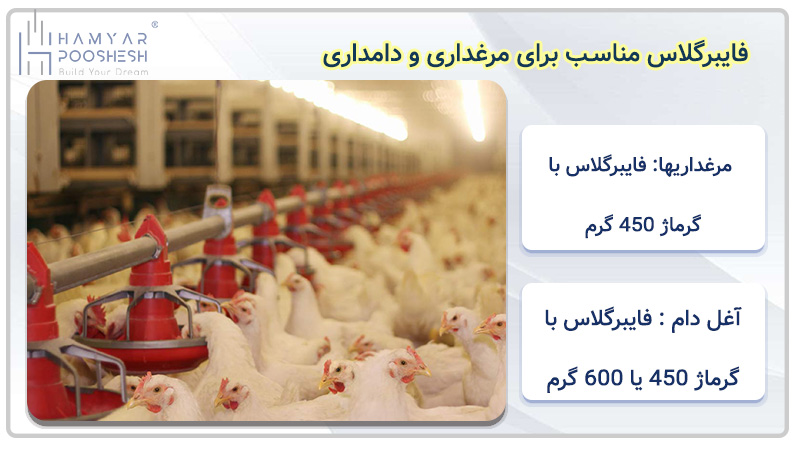 فایبرگلاس مناسب برای دامداری و مرغداری 