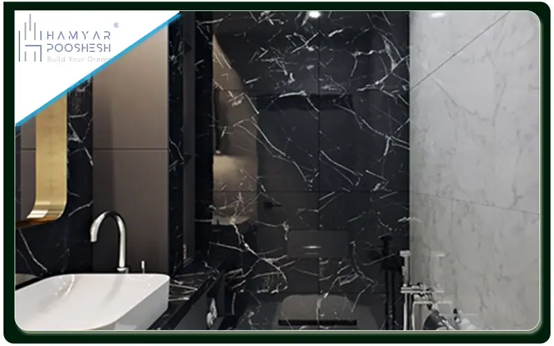 کاربرد ماربل شیت در درکوراسیون داخلی به عنوان دیوار حمام و سرویس بهداشتی 